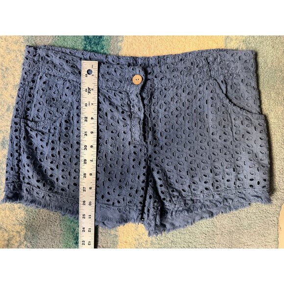 Beachy Boho Women's Blue Eyelet Lace Medium‎ Rise Cutoff Shorts Size S Resort - Picture 14 of 16
